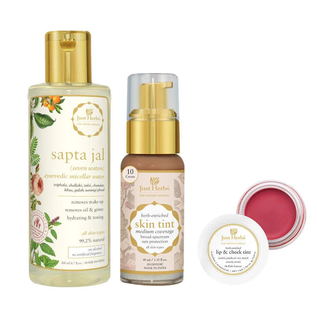 Just Herbs Radiant Skin Combo - Skin Tint (Shade 11) & Sapta Jal