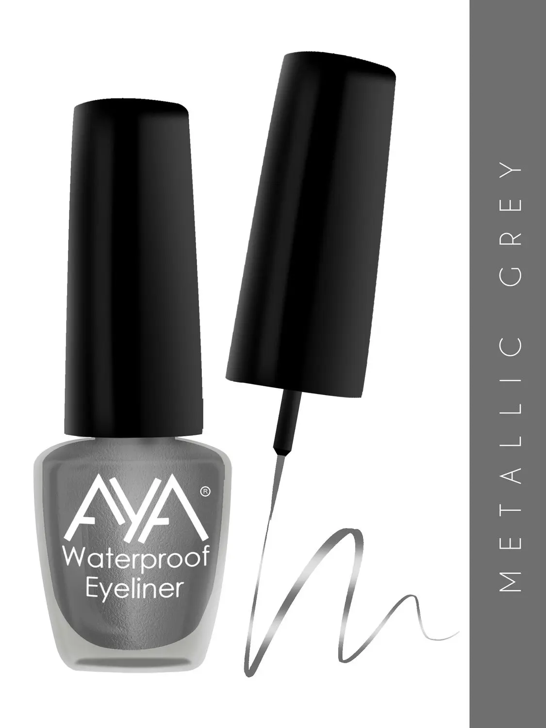 AYA 24 Hrs Long Lasting & Waterproof Eyeliner, Metallic Grey (5 ml)