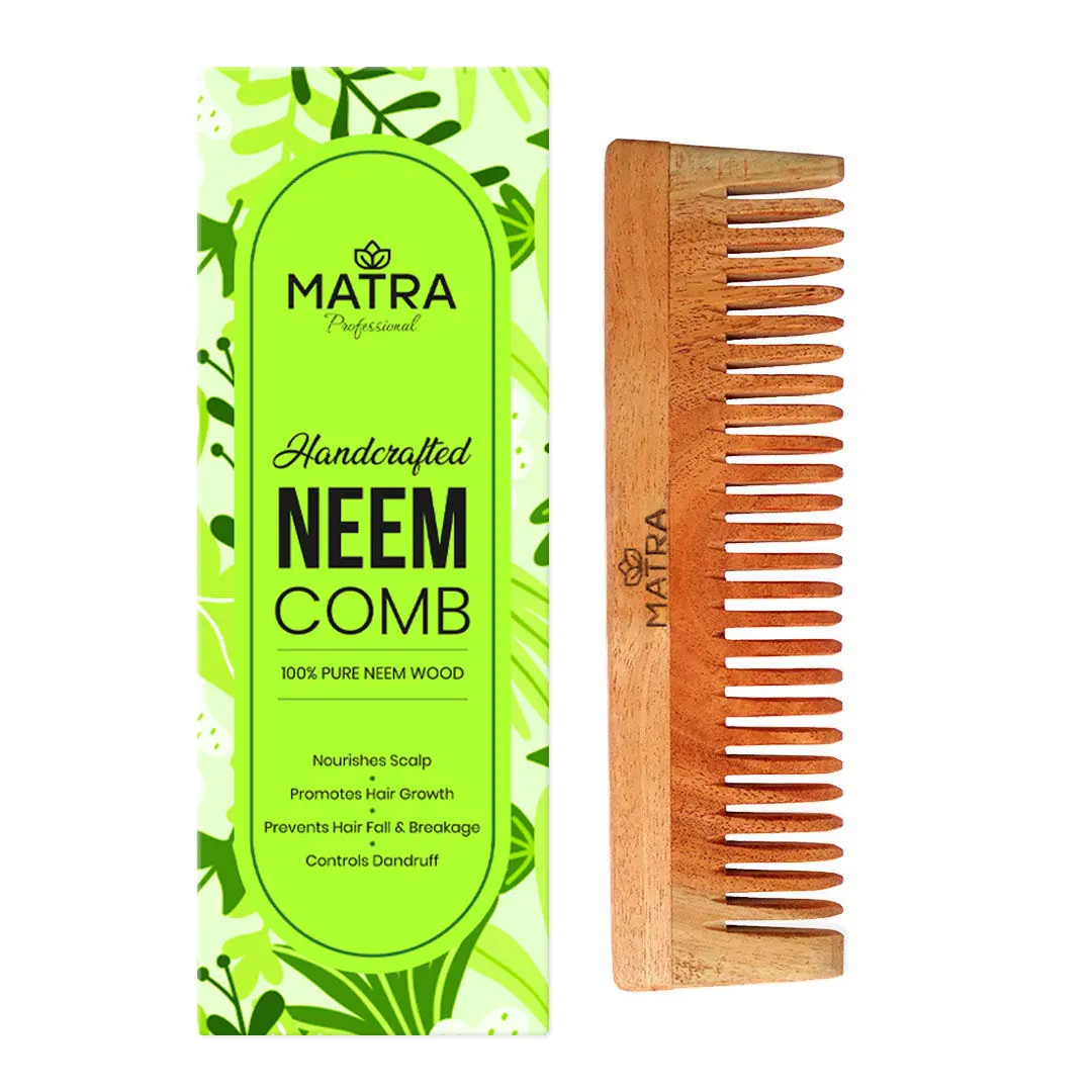 Matra Professional Neem Wooden Comb for Healthy Hair | Wide Tooth Neem Wood Comb for Women & Men | All Hair Types