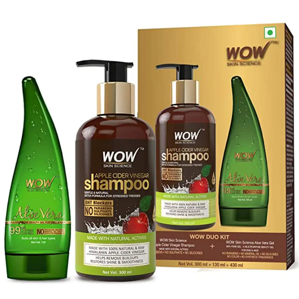 WOW Skin Science Duo Kit,  2 Piece(s)/Pack  Apple Cider Shampoo + Aloe Vera Gel