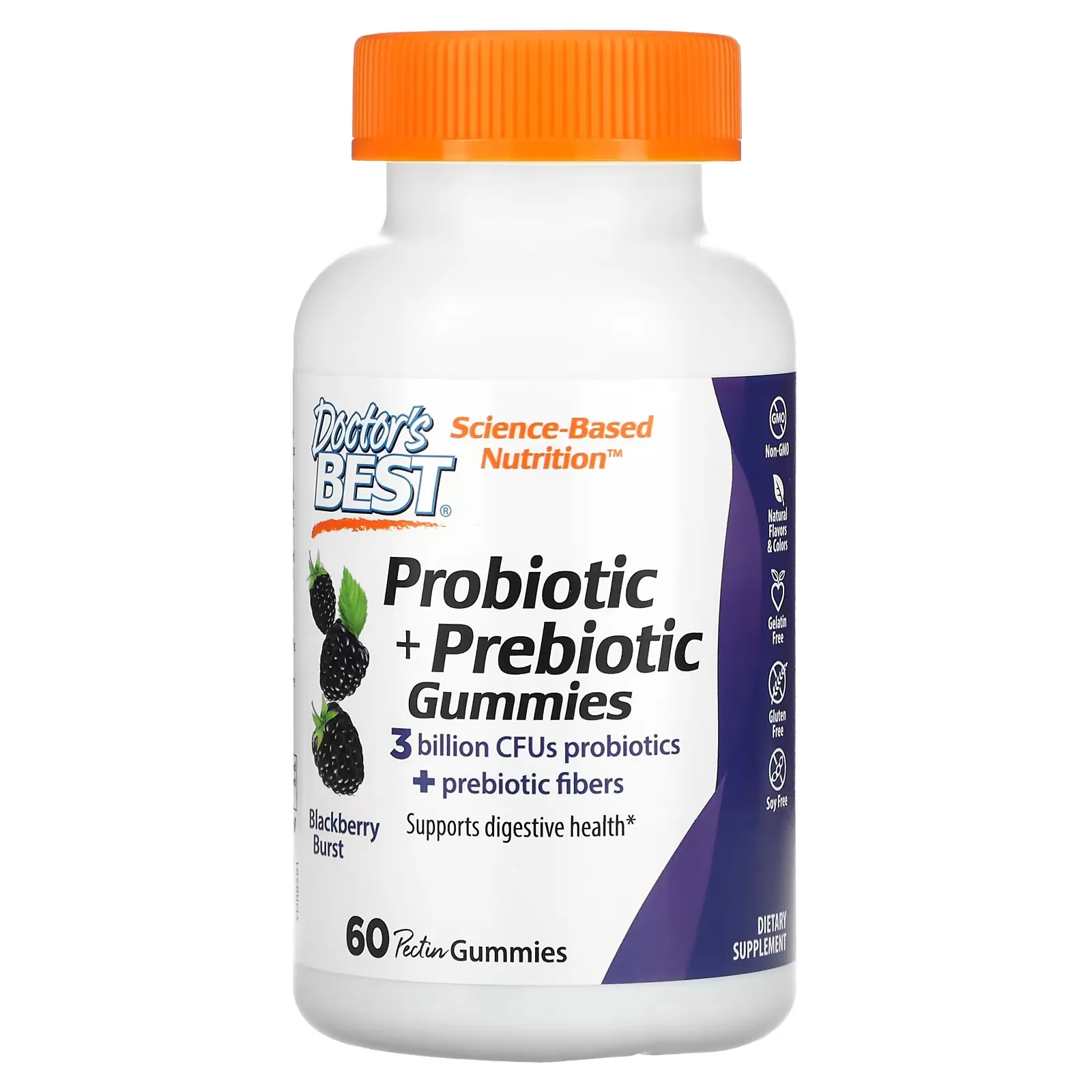 Probiotic + Prebiotic Gummies, Blackberry Burst, 60 Pectin Gummies