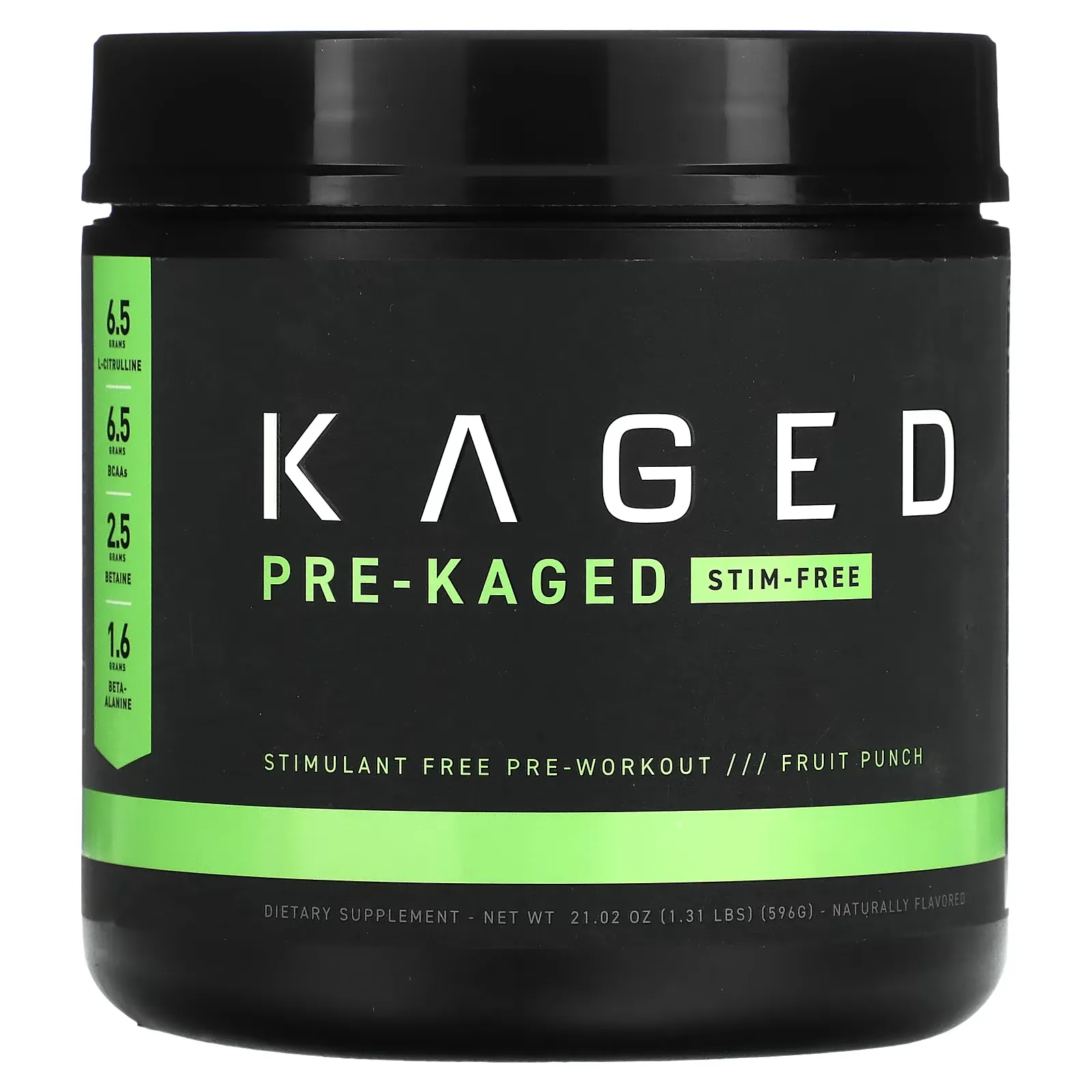 PRE-KAGED, Stimulant Free Pre-Workout, Fruit Punch, 1.31 lb (596 g)