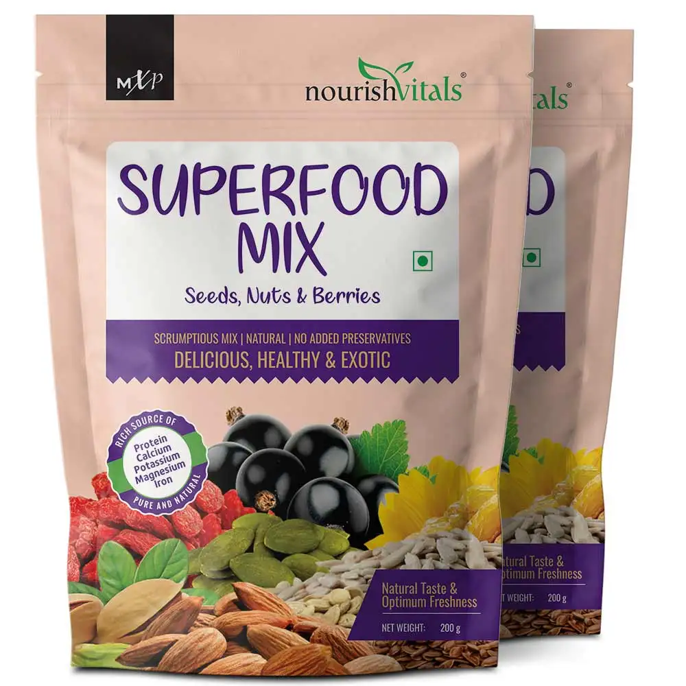 NourishVitals Superfood Mix Seeds, Nuts & Berries,  Unflavoured (Pack of 2)  200 g