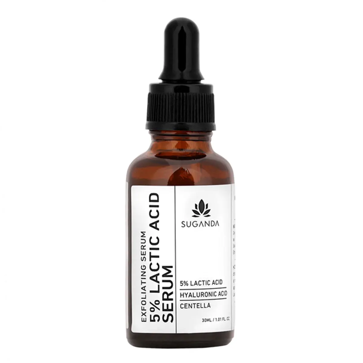 Suganda 5% Lactic Acid Serum Hyaluronic Acid for Uneven Texture, Exfloliates  Dull Skin  (30ml)