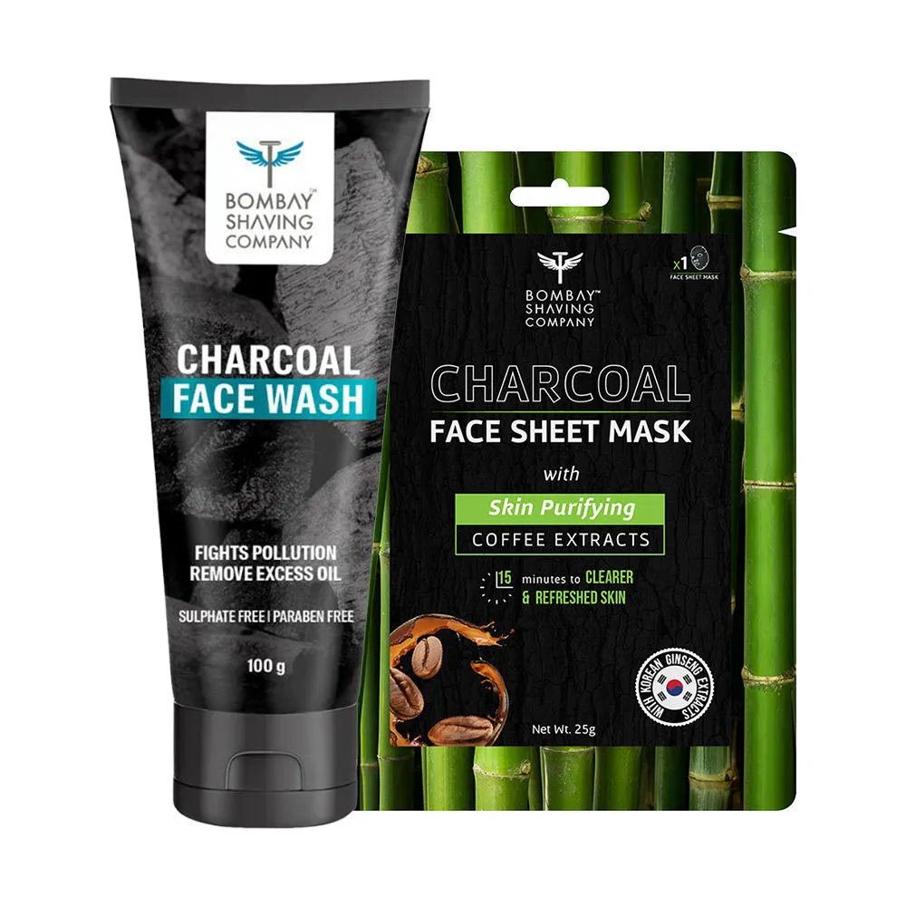 Bombay Shaving Company Charcoal Face Wash + Free Charcoal Face Sheet Mask