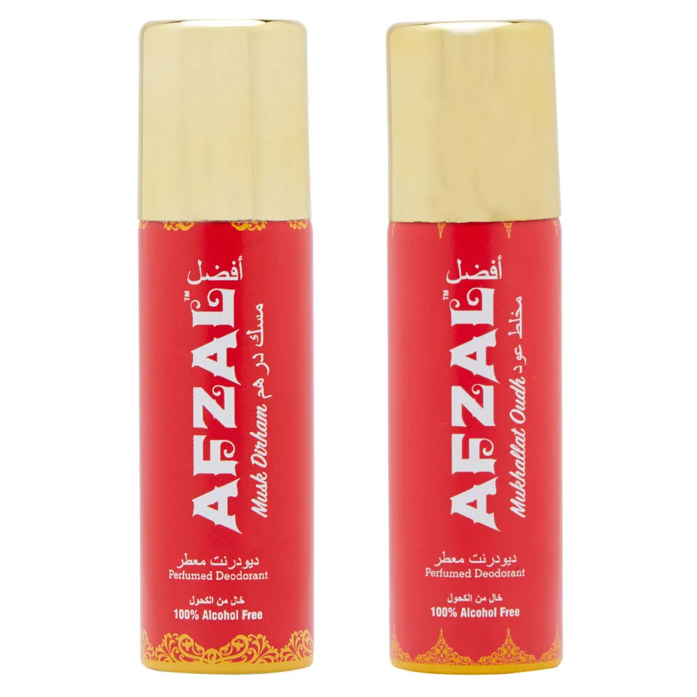 Afzal Non Alcoholic Musk Dirham & Mukhallat Oudh Combo Deodorants - Pack Of 2