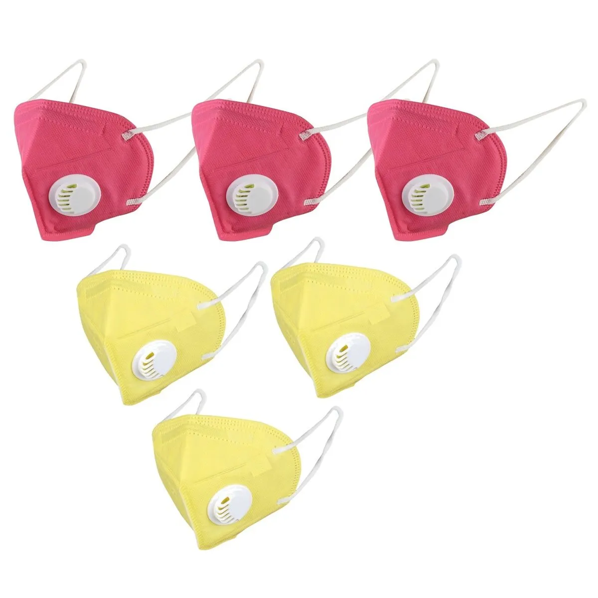 OOMPH Pack Of 6 Kn95/n95 Anti-pollution Reusable 5 Layer Mask Color: Yellow,pink