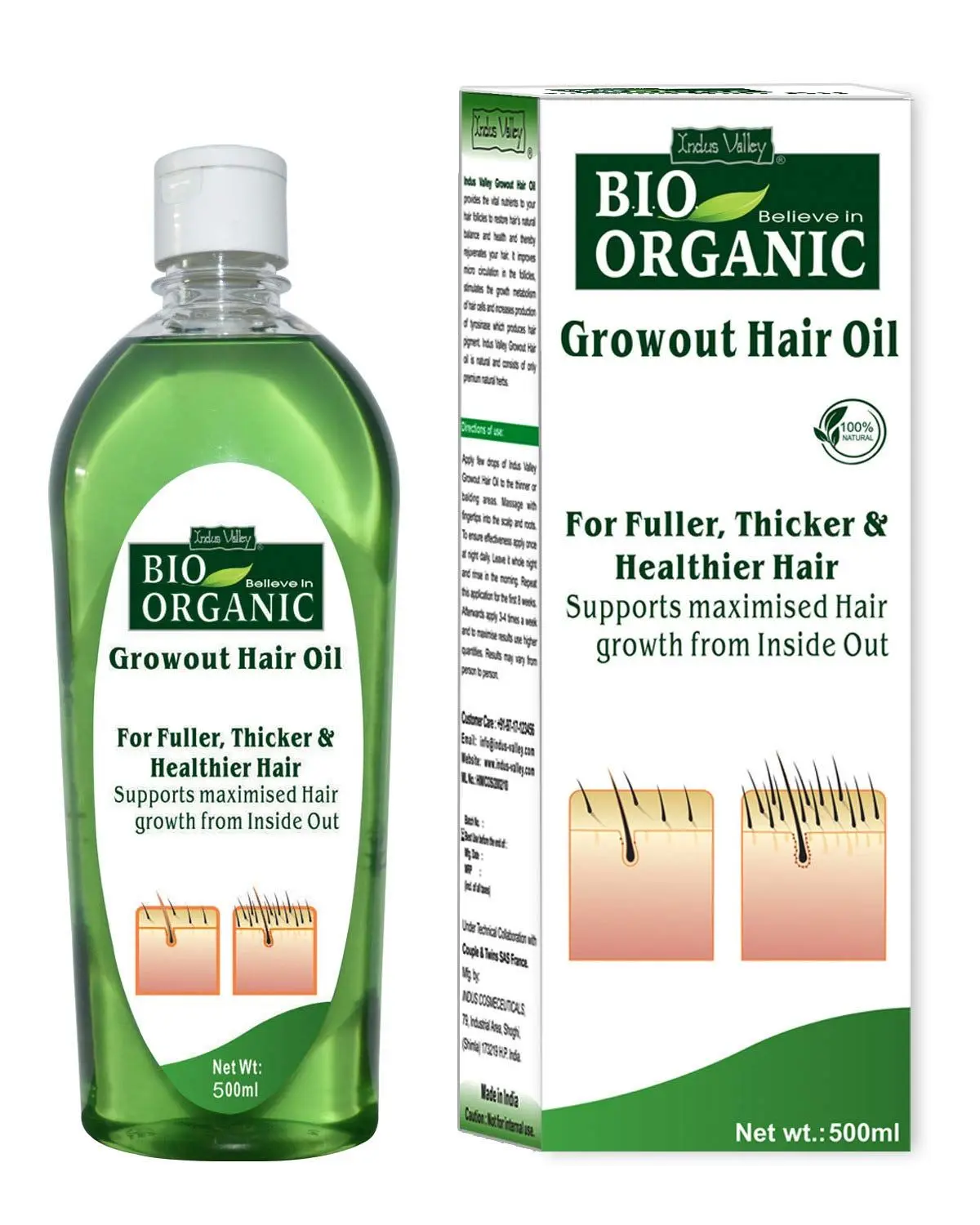 Indus Valley Bio Organic Growout hair Oil (500 ml)