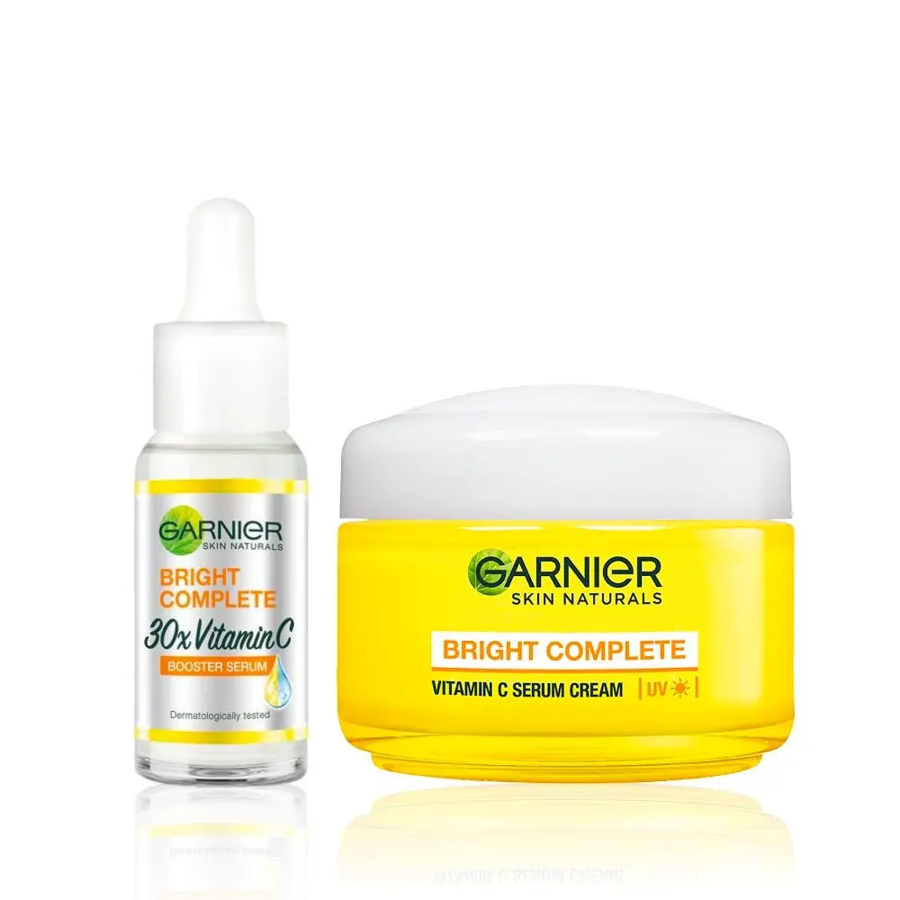 Garnier Bright Complete (Vitamin C Serum, 15ml + Bright Complete Face serum cream UV, 45 g) - Combo Pack