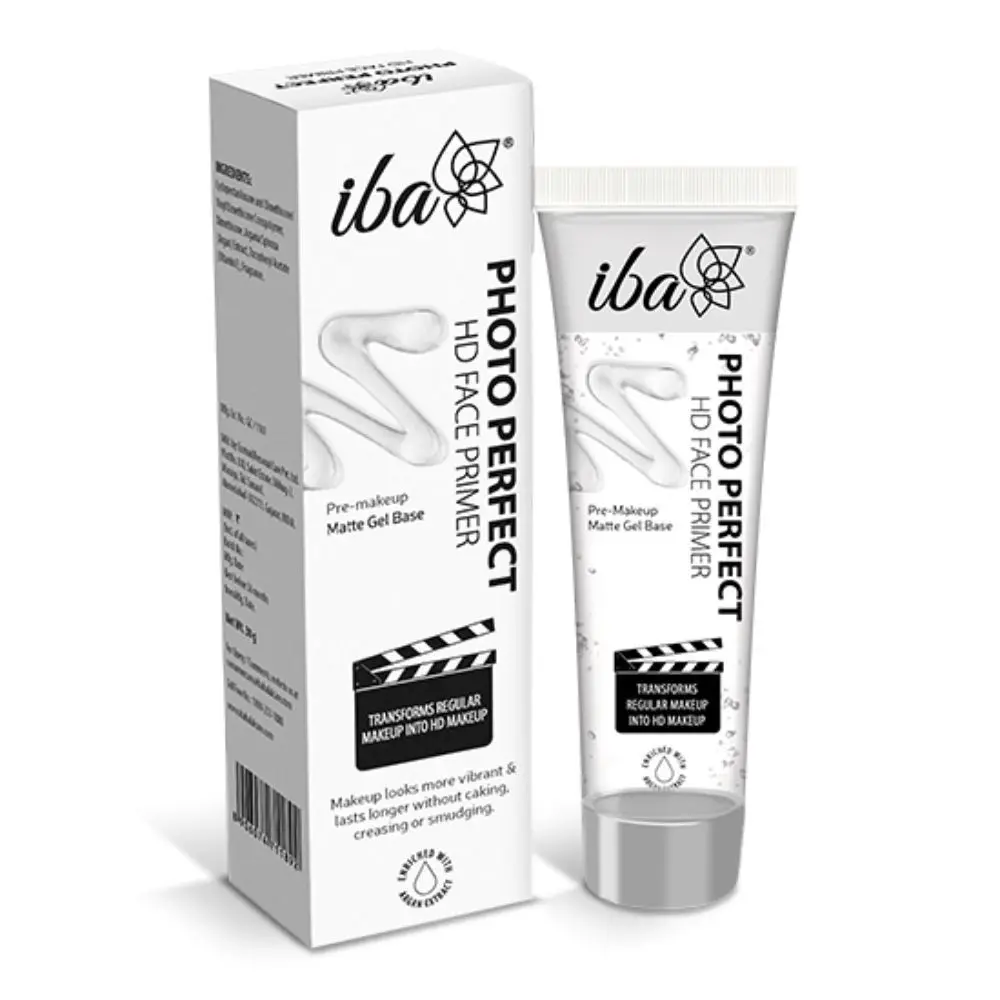 Iba Photo Perfect Hd Face Primer, Transparent, 35 Gm l Matte Gel Base l Fills Pores & Fine Lines l Makes Makeup Last Longer