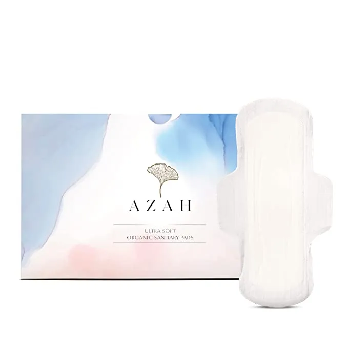 Azah Rash Free Organic Sanitary Pads : Box of 40 Pads (All Regular - Without disposal bags)