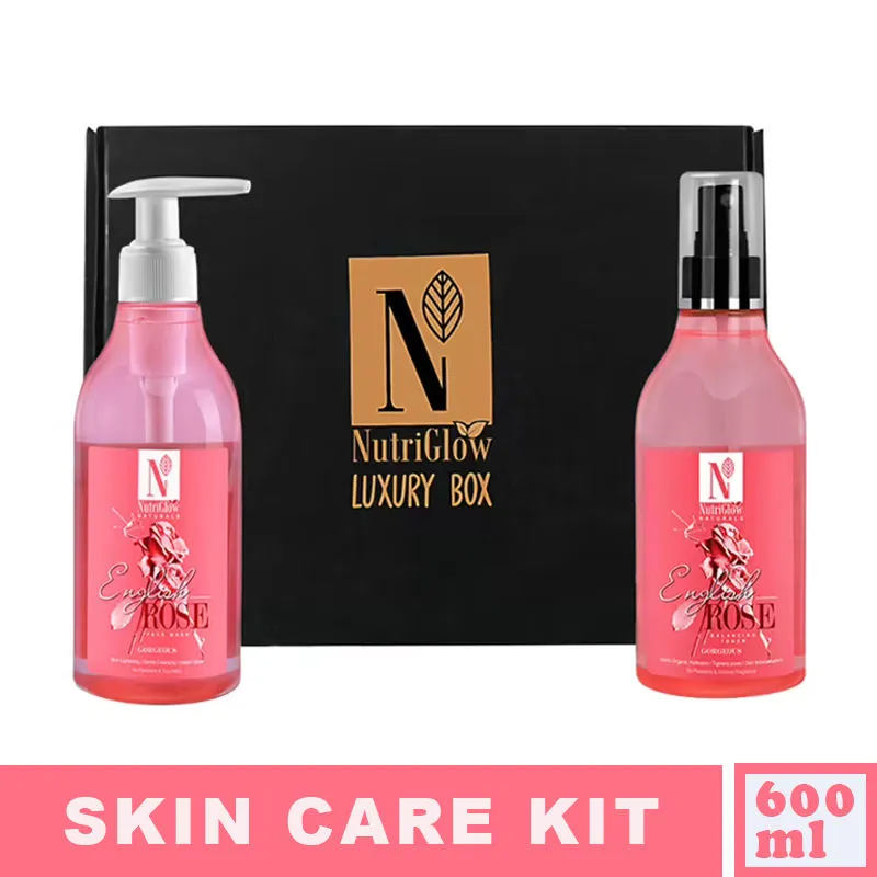 NutriGlow NATURAL'S English Rose Face Wash & Balancing Toner For Skin Lightening/ Tightes Pores