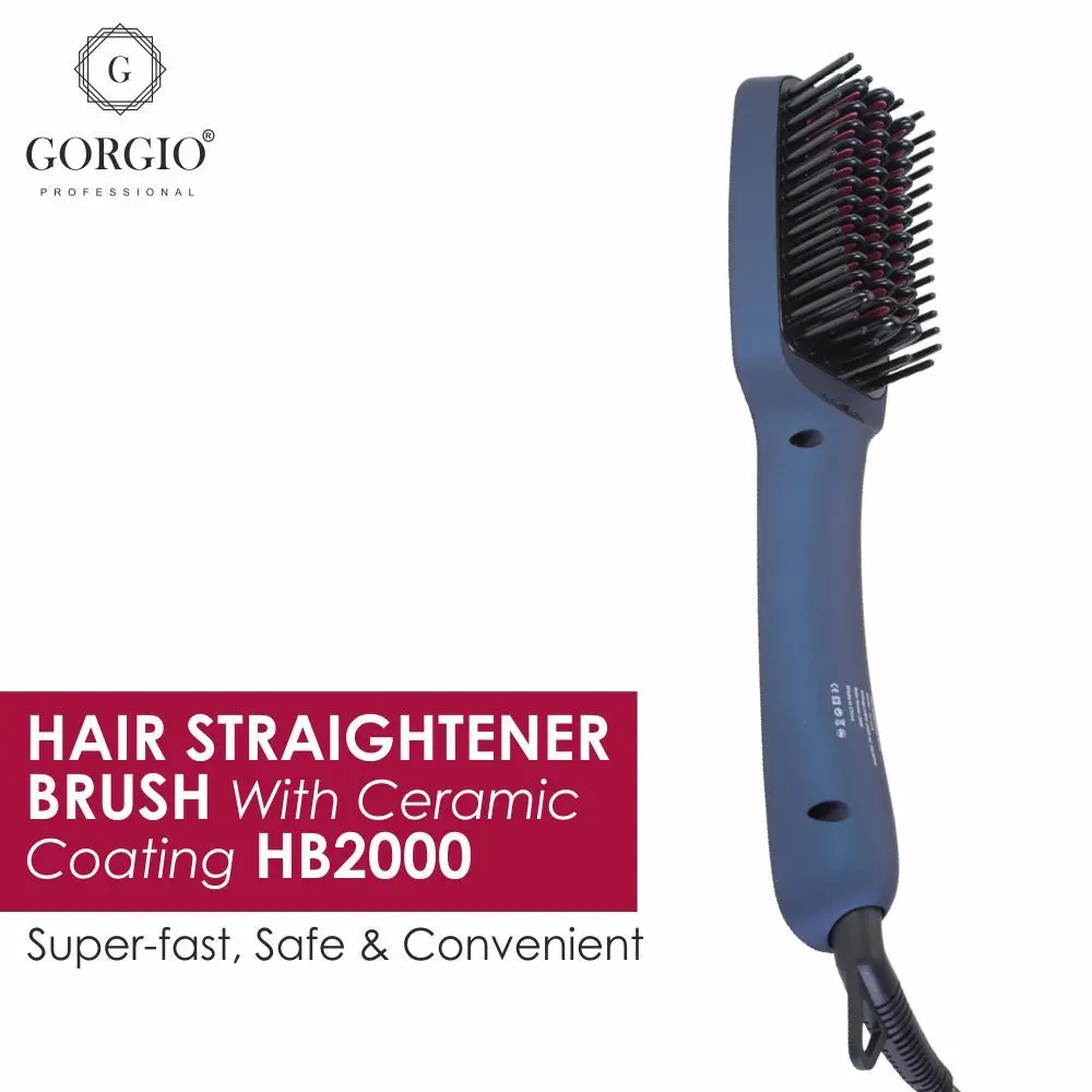 Gorgio Professional Hair Straightner Brush Hb2000 With Ceramic Coating