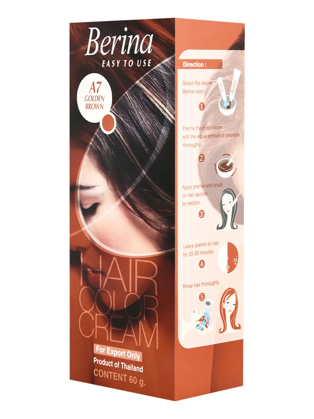 Berina A7 Golden Brown Hair Color Cream 60gm