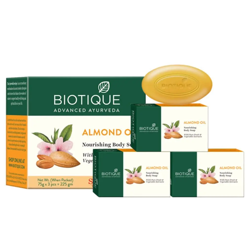 Biotique Almond Oil Nourishing Bathing Bar 75g X 3 Combo