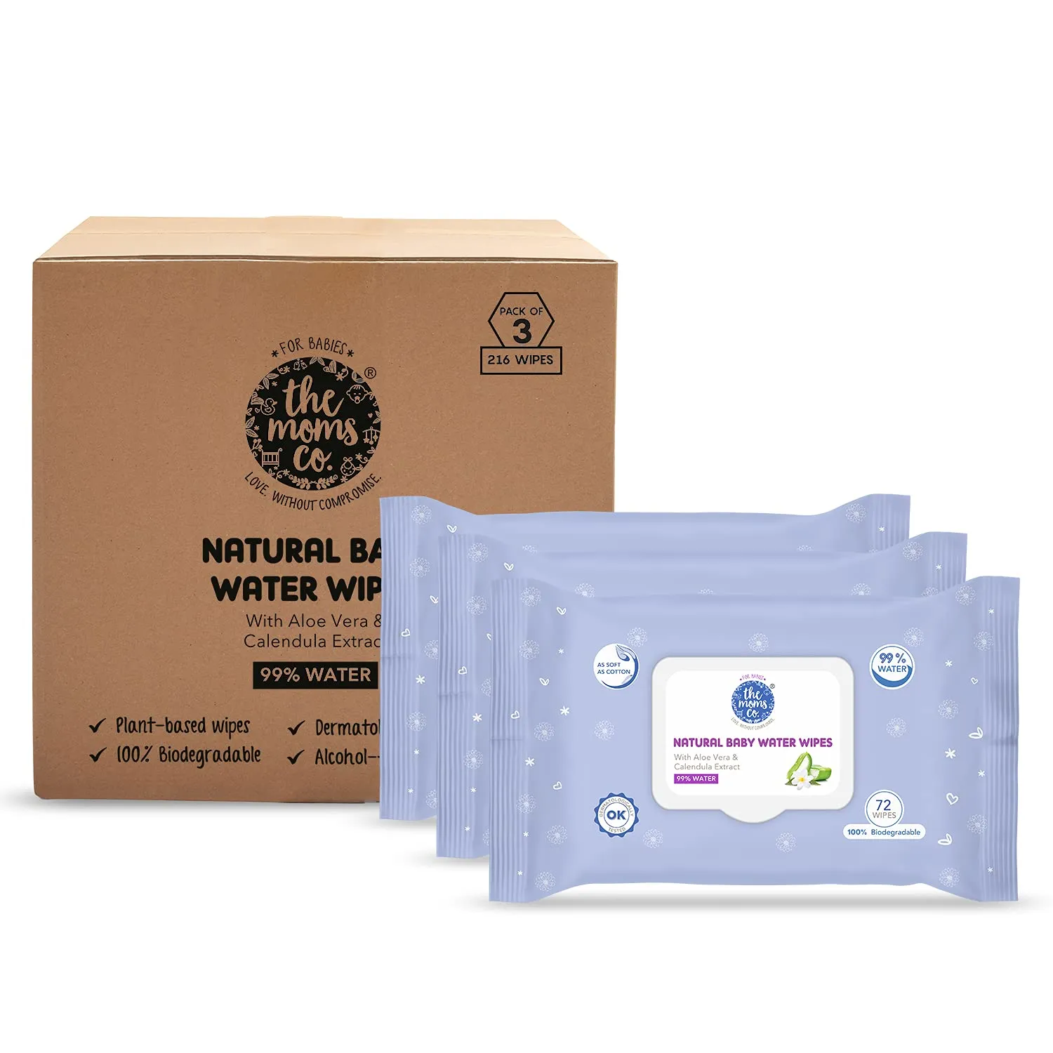 The Moms Co. Natural Baby Water Wipes Pack Of 3