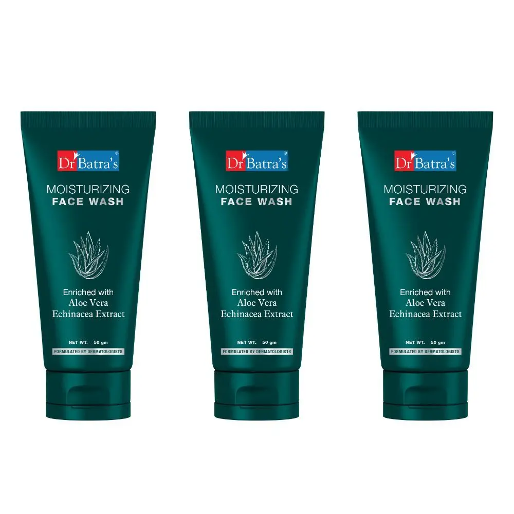 Dr Batra's Moisturizing Face Wash Enriched With Aloe Vera Soft, Hydrated & Supple Skin - 50 gm (Pack of 3)