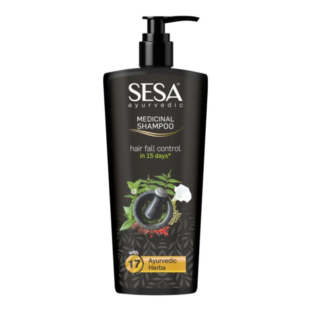 Sesa Ayurvedic Medicinal Shampoo - Hair Fall Control in 15 days - Bhringraj & 16 Herbs - NO Parabens (500 ml)