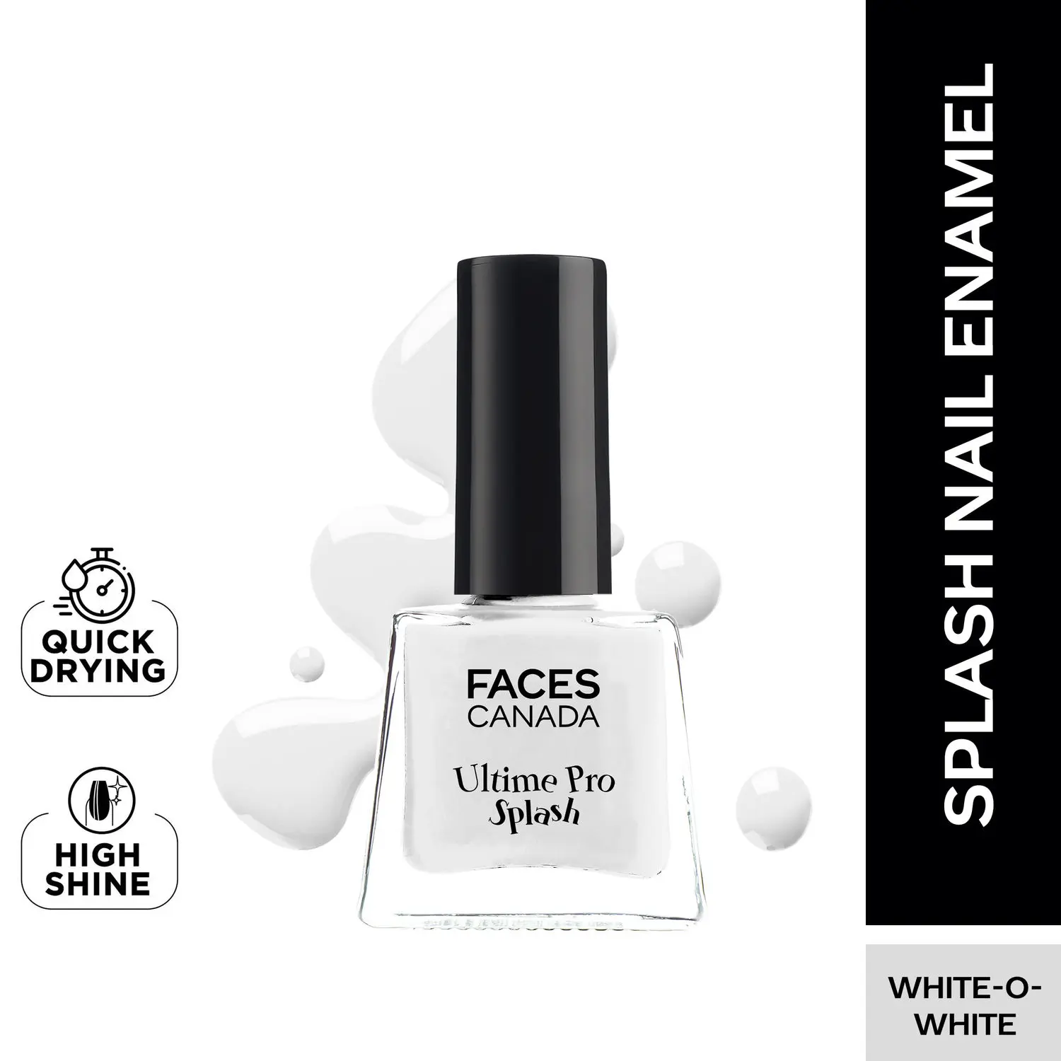 Faces canada Ultime Pro Splash Nail Enamel I Quick-drying I Longlasting I Chip-defiant I Smooth application I White O White 14 5ml