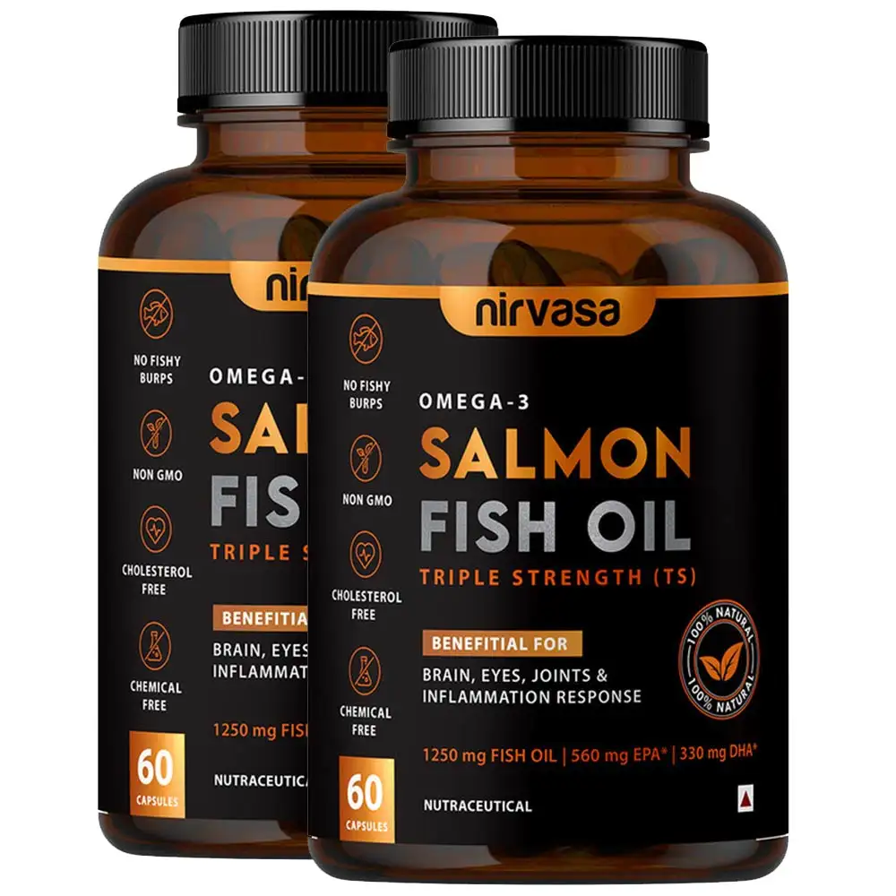 Nirvasa Salmon Fish Oil Triple Strength (Pack of 2),  60 capsules