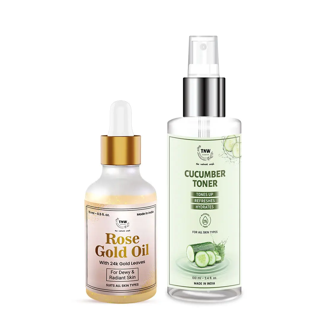 Combo of 2- Rose Gold Oil 15ml & Cucumber Toner 100ml