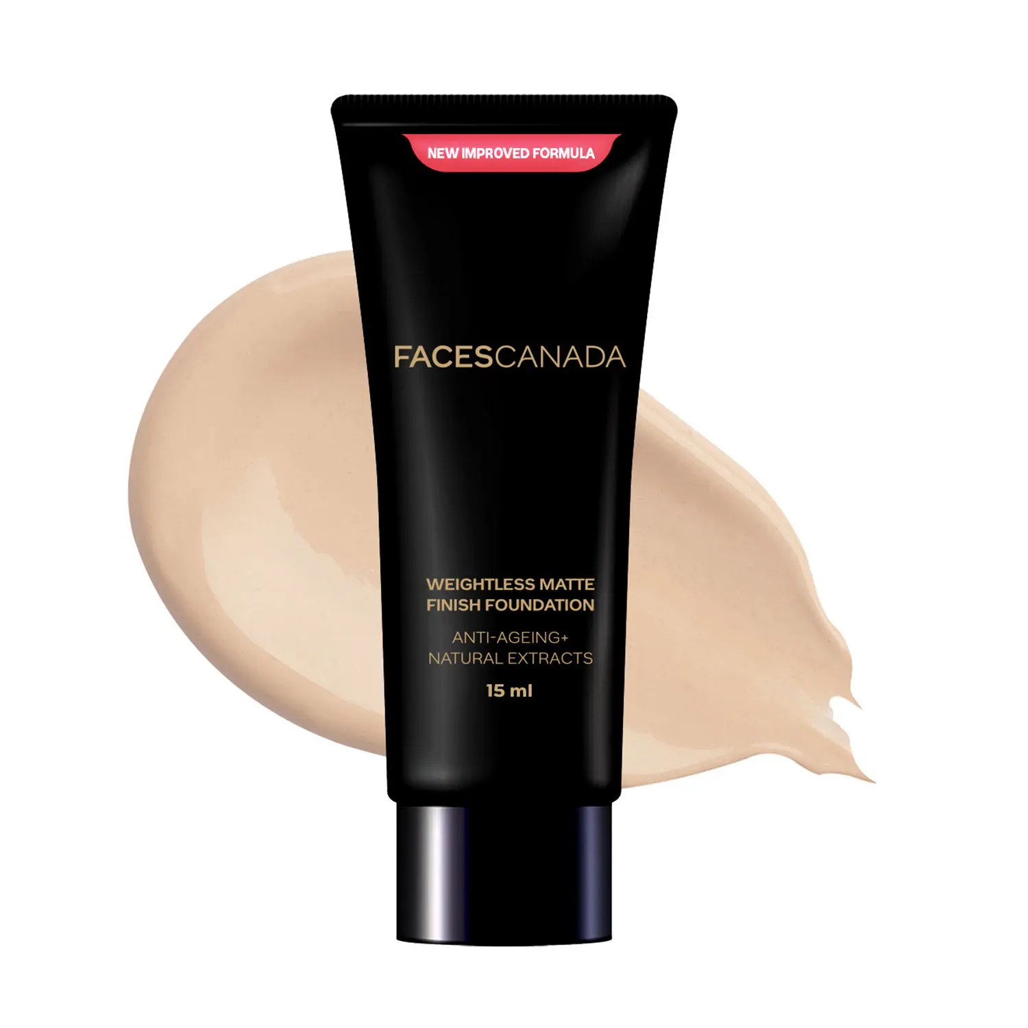 FACES CANADA Weightless Matte Finish Foundation Medium Natural 04 15ml I Anti-ageing I Non-clog Pores I Lightweight I Olive Seed Oil I Grape Extract I Shea Butter I Cruelty-free I Paraben-free