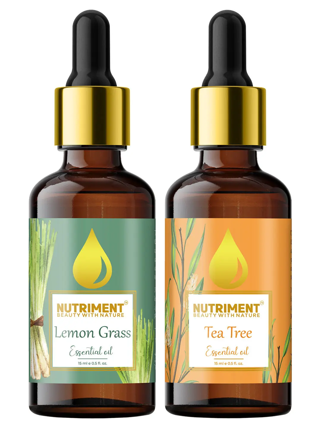 Nutriment Tea Tree & Lemon Grass Essential Oil, 15ml Each (Pack of 2)