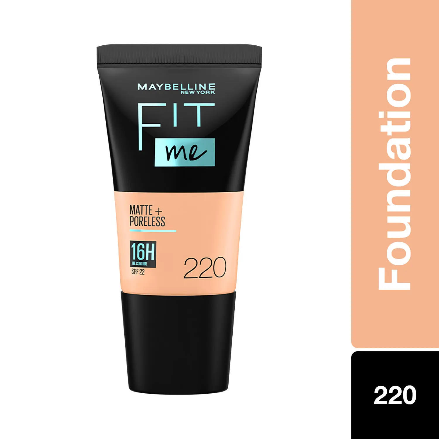 Maybelline New York Fit Me Matte+Poreless Liquid Foundation Tube, 220 Natural Beige, 18ml