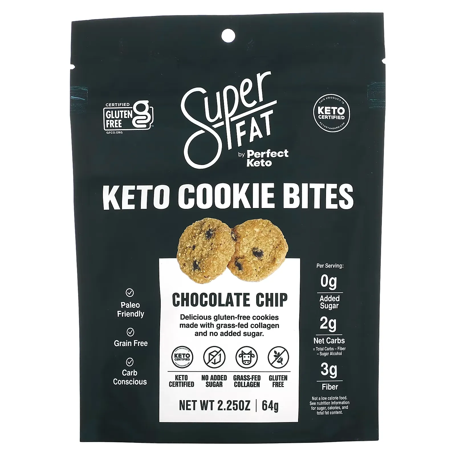 Keto Cookie Bites, Chocolate Chip, 2.25 oz (64 g)