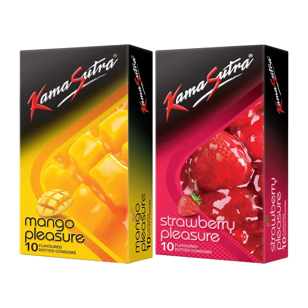 KamaSutra Pleasure Flavoured Condoms Pack Of Mango And Strawberry 20 Units