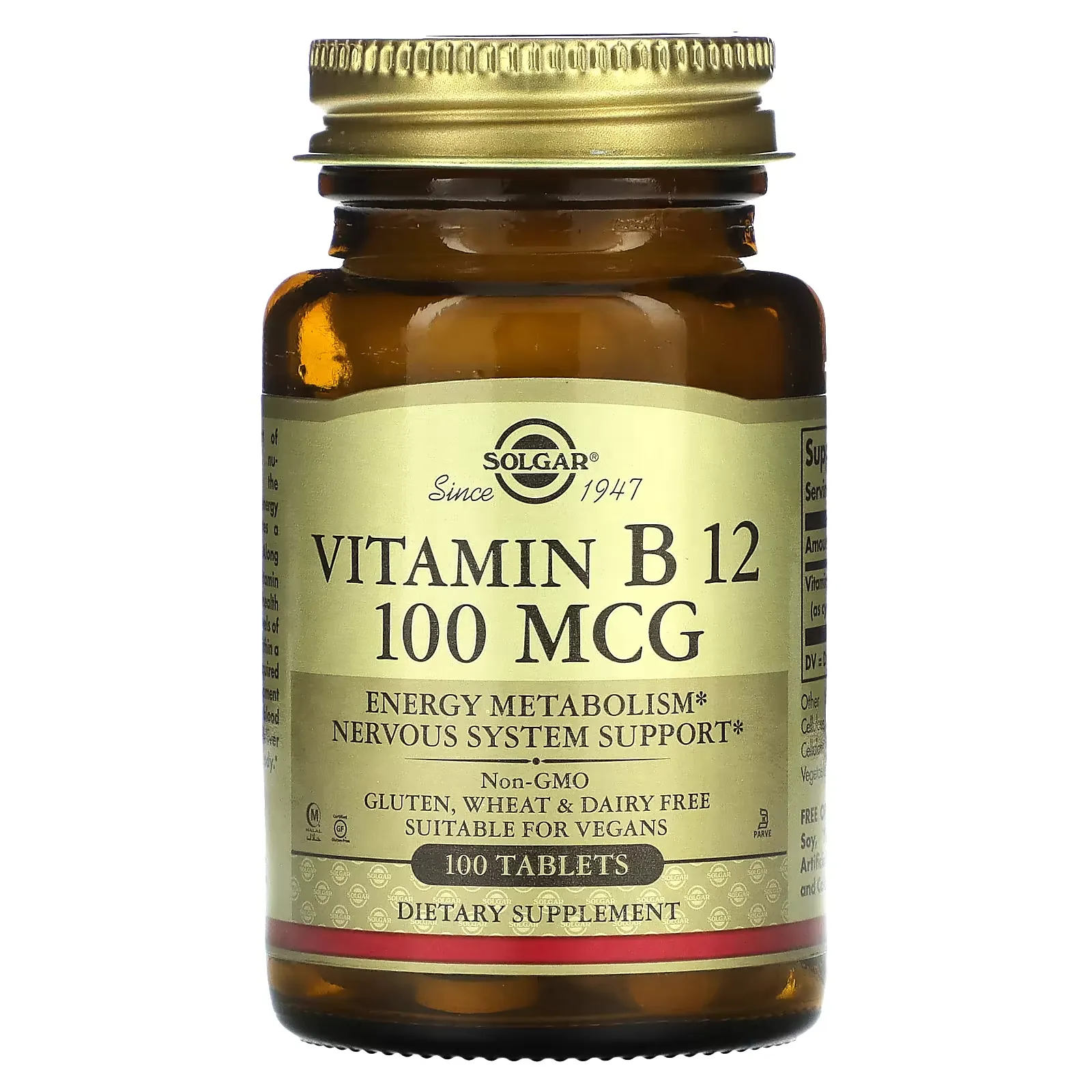 Vitamin B12, 100 mcg, 100 Tablets