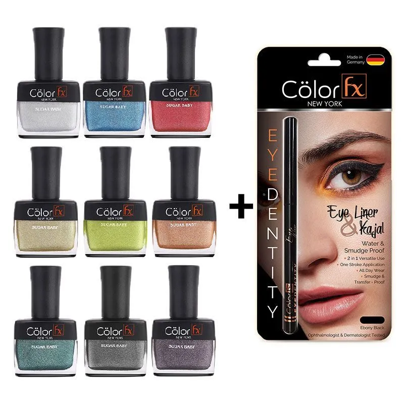 Color Fx Non Stop Navaratri Nail Enamel & Kajal Pack(81ml+4gm)