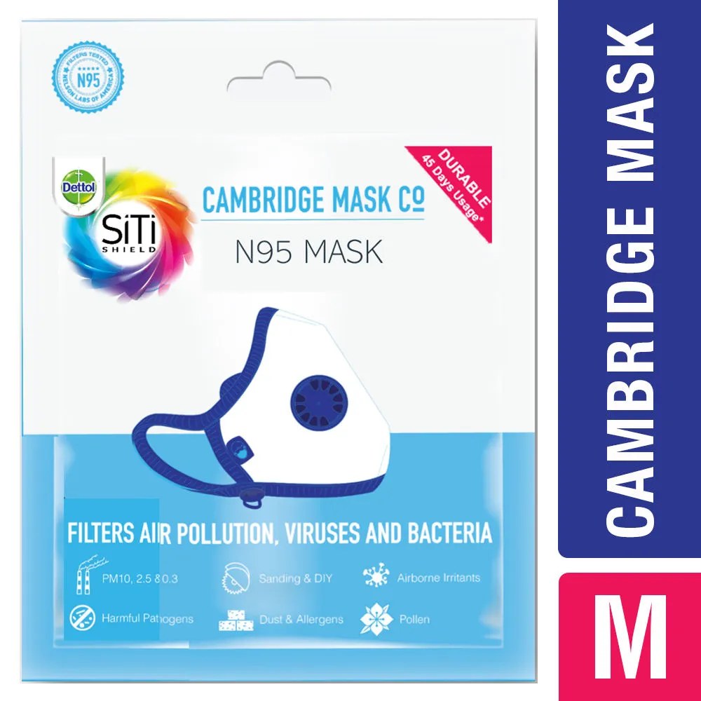 Dettol Cambridge Basic N95 Anti-Pollution Mask, Black - Medium