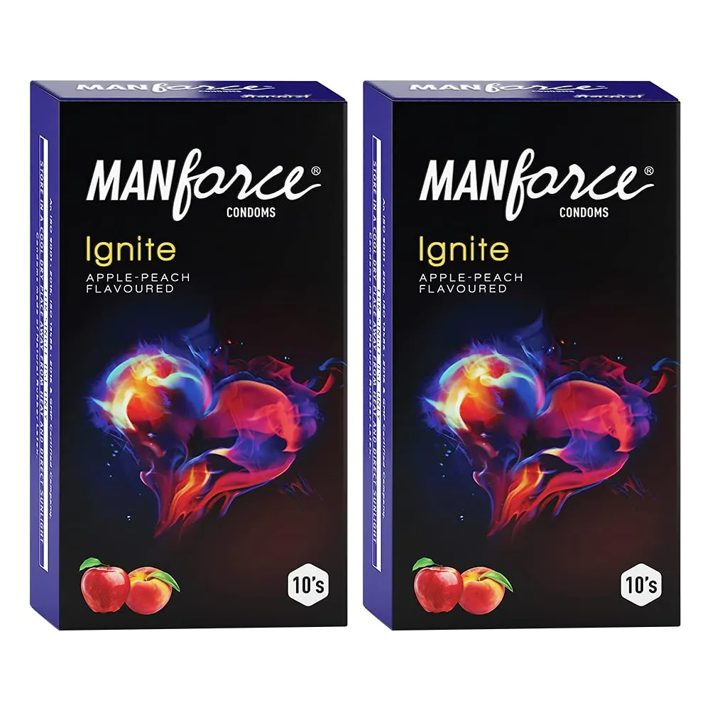 Manforce Ignite Apple-peach Flavoured Extra Dotted Condoms - Pack Of 2