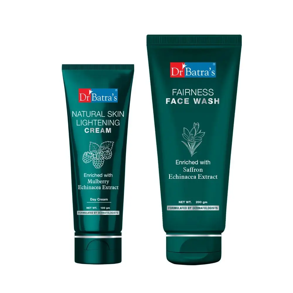 Dr Batra`s Natural Skin Lightening Cream - 100 gm. And Fairness Face Wash 200 gm (Pack of 2 Men and Women)