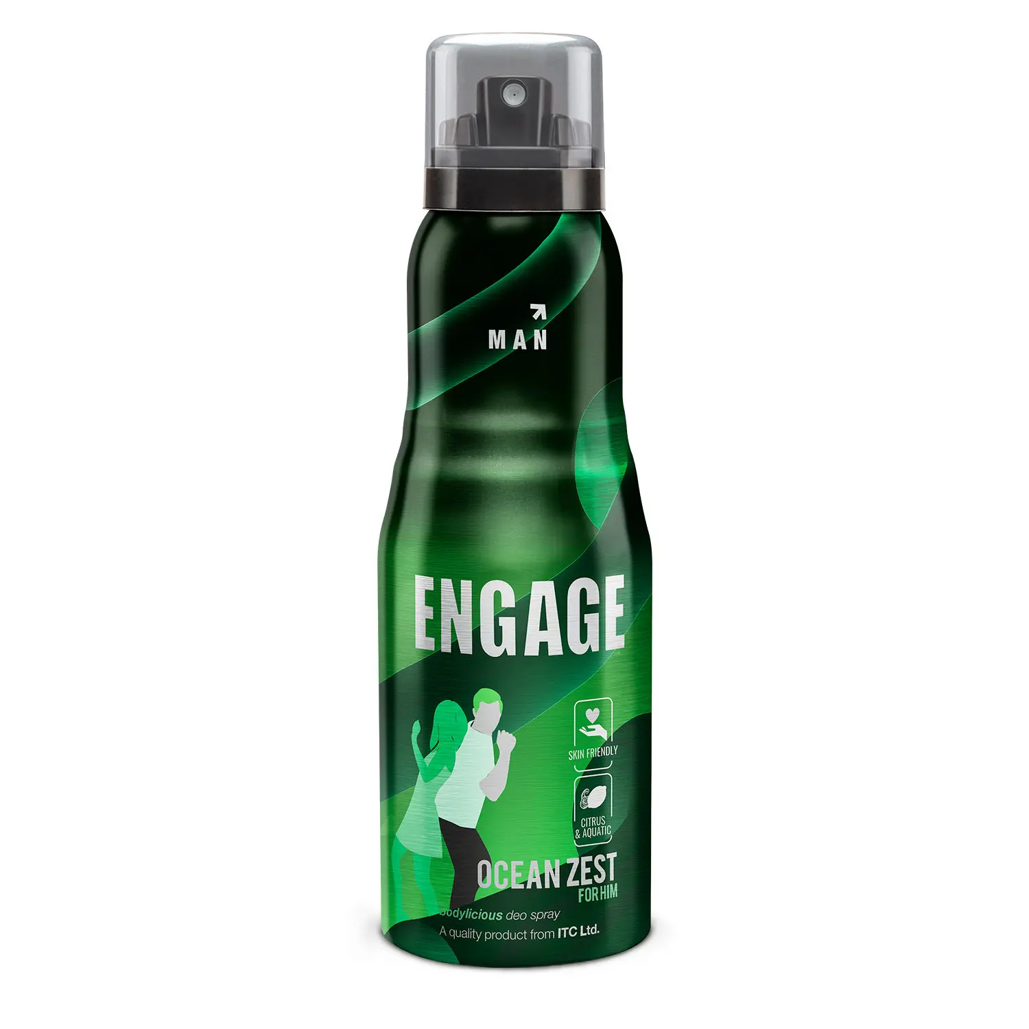 Engage Ocean Zest Deodorant for Men, Citrus and Aquatic, Skin Friendly, 150 ml