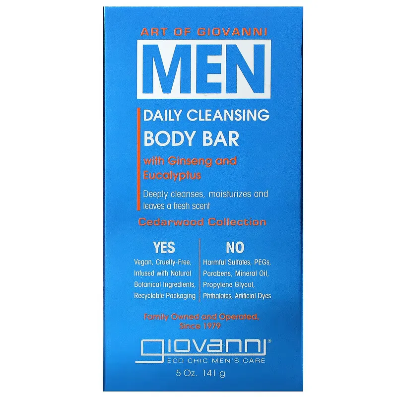 Art Of Giovanni, Men Daily Cleansing Body Bar with Ginseng and Eucalyptus, 5 oz (141 g)