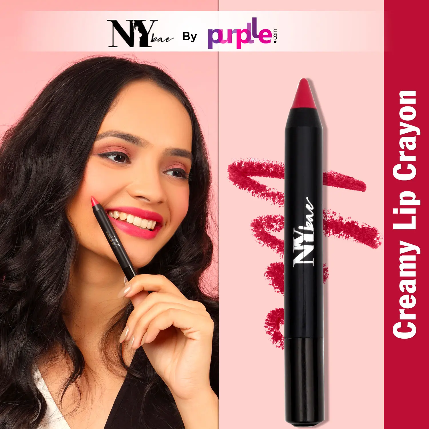 NY Bae Lip Crayon Mets Matte - No Umpire Needed Tonight 20 (2.8 g) | Dark Pink | Satiny Matte Finish | Enriched with Vitamin E | Rich Colour Payoff | Long lasting | Transfer & Water Resistant | Multipurpose | Vegan | Cruelty & Paraben Free