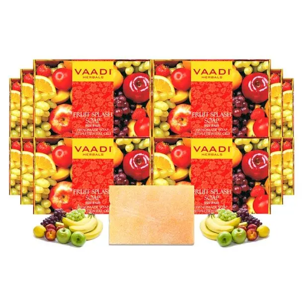 Vaadi Herbals Pack of 12 FRUIT SPLASH SOAP with extracts of Orange, Peach, Green Apple & Lemon (12 x 75 g)