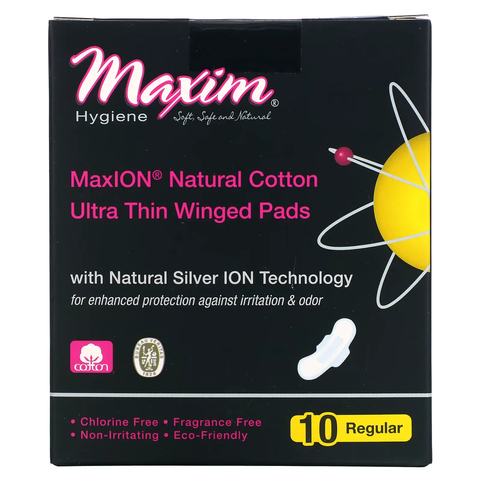 Ultra Thin Winged Pads, With Natural Silver ION Technology, Regular, 10 Pads