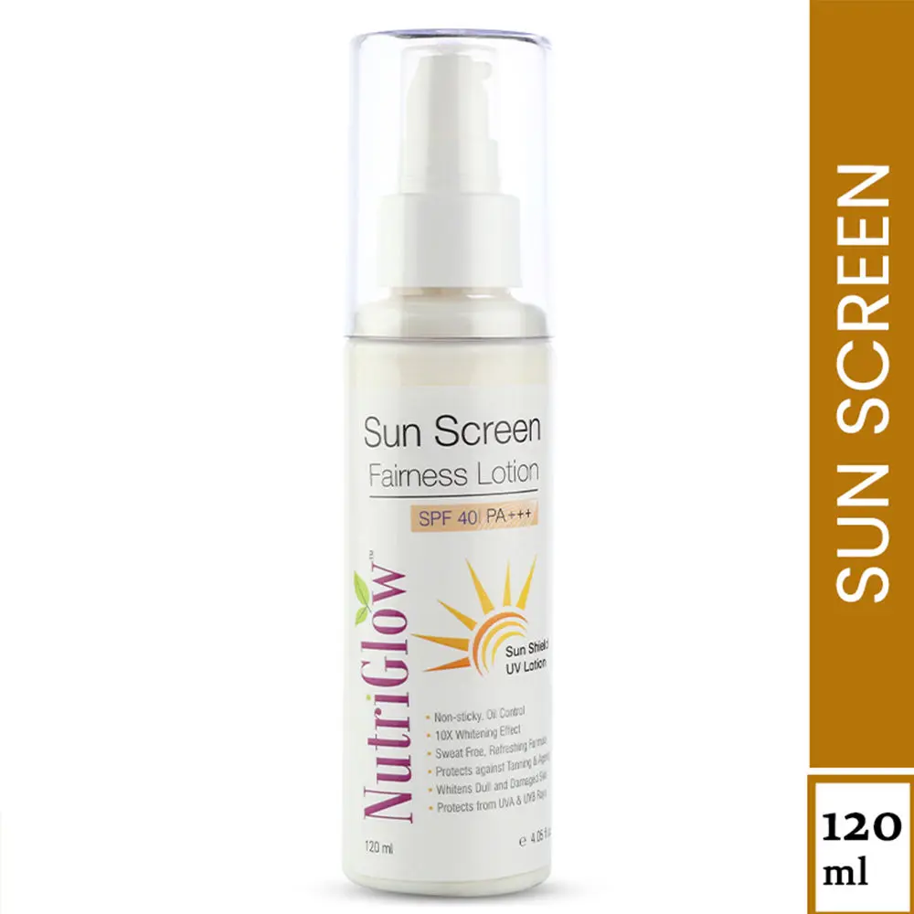 NutriGlow Sun Screen Fairness Lotion SPF 40|PA+++ For Sun Protection, 120 ml