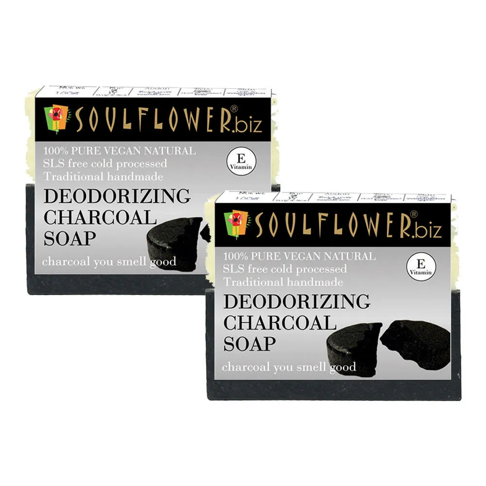 Soulflower Deodorizing Charcoal Soap - Set of 2