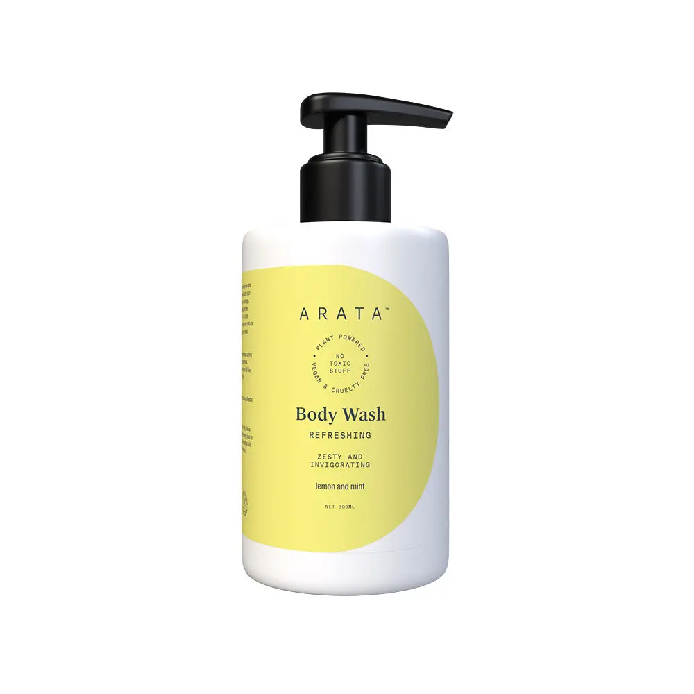 Arata Refreshing Body Wash With Lemon & Mint Fragrance | Daily Refreshing Body Wash for Men & Women | Gently Cleanses | Natural, Vegan & Cruelty-Free| 300ml