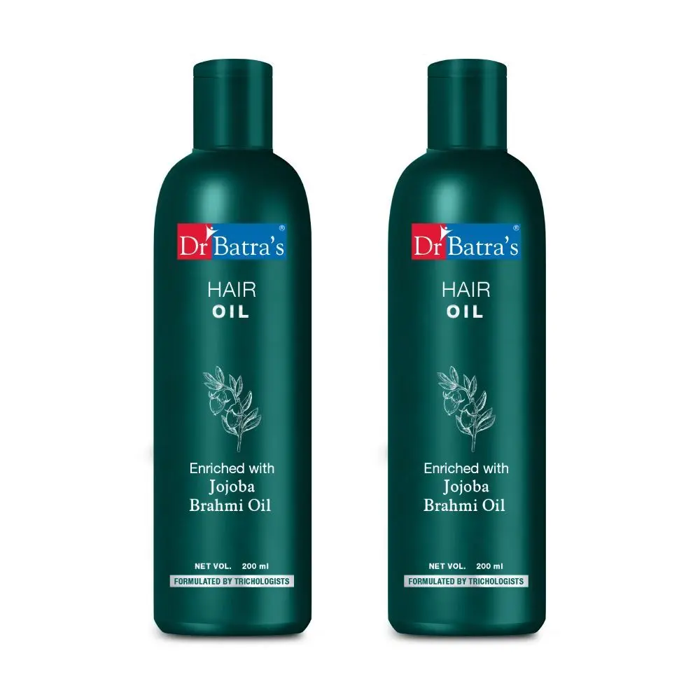 Dr Batra’s Hair Oil. Non-Sticky Formula. Nourishes Scalp. Supports Hair Growth. Contains Jojoba, Brahmi extracts. Suitable for men and women. 200 ml (Pack of 2)