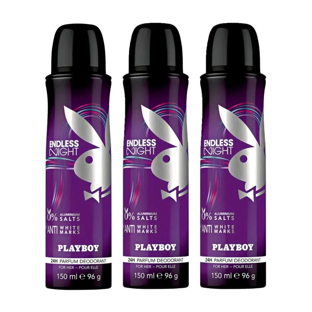 Playboy Endless Night Deodorant Spray (Pack Of 3)