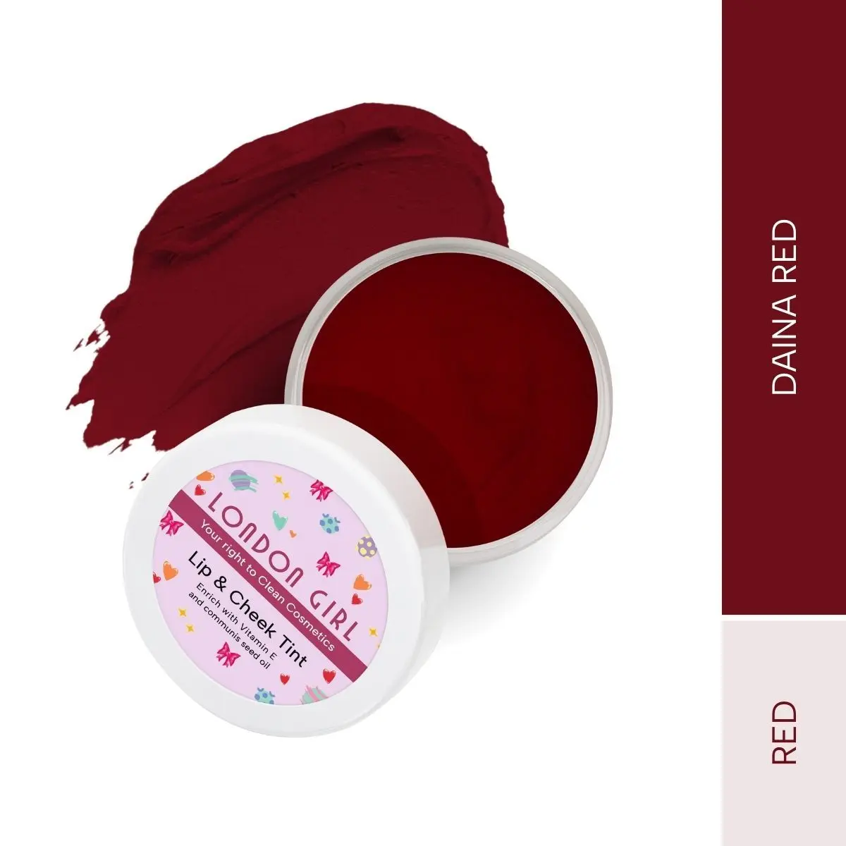 London Girl Lip and Cheek Tint | cream blush | lip tint | cheek tint for women | enriched with Vitamin-E and Communis Seed Oil - Paraben, Sulphate and SLS free (01 Diana Red)8gm
