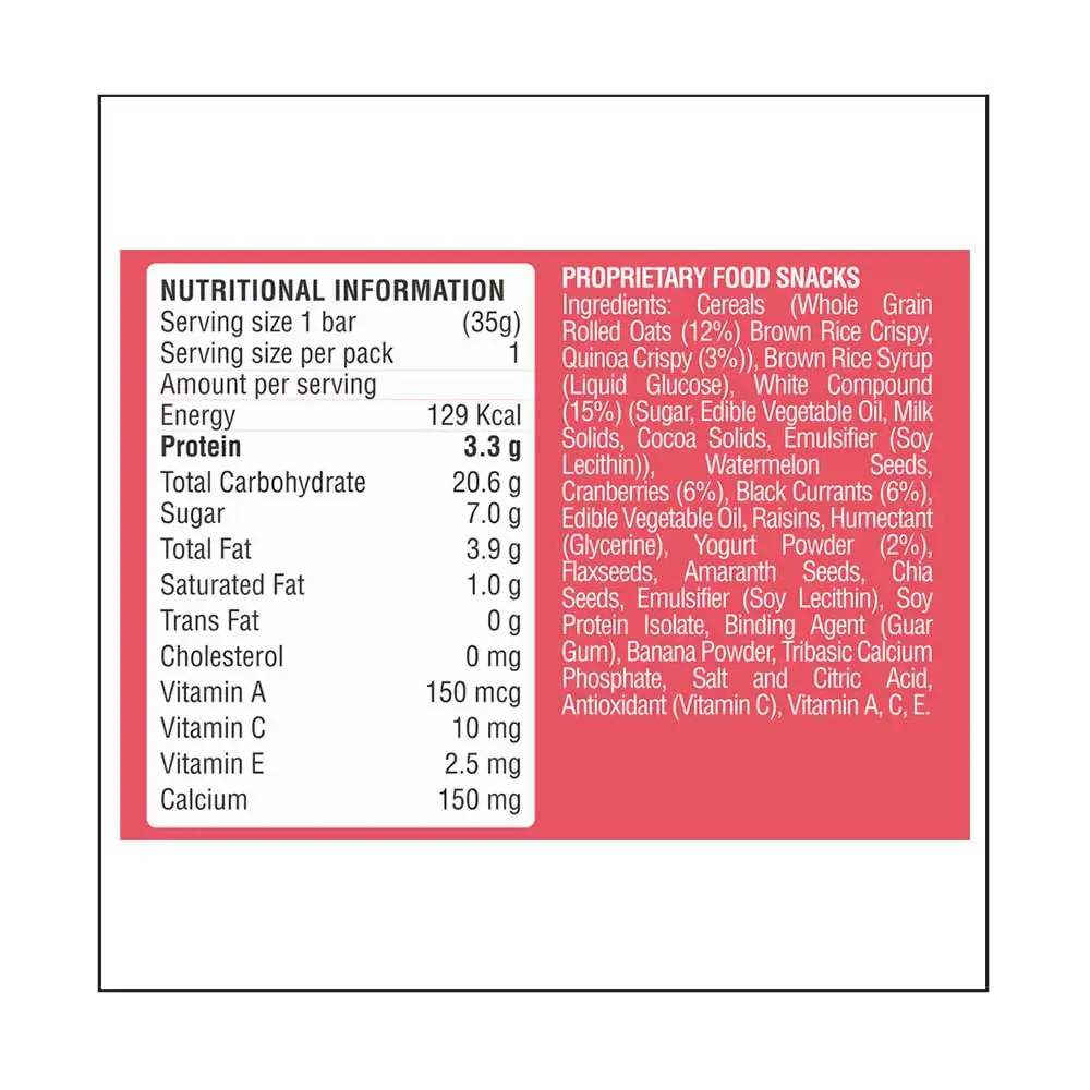 RiteBite Nutrition Bar,  6 bar(s)  Yoghurt Berry