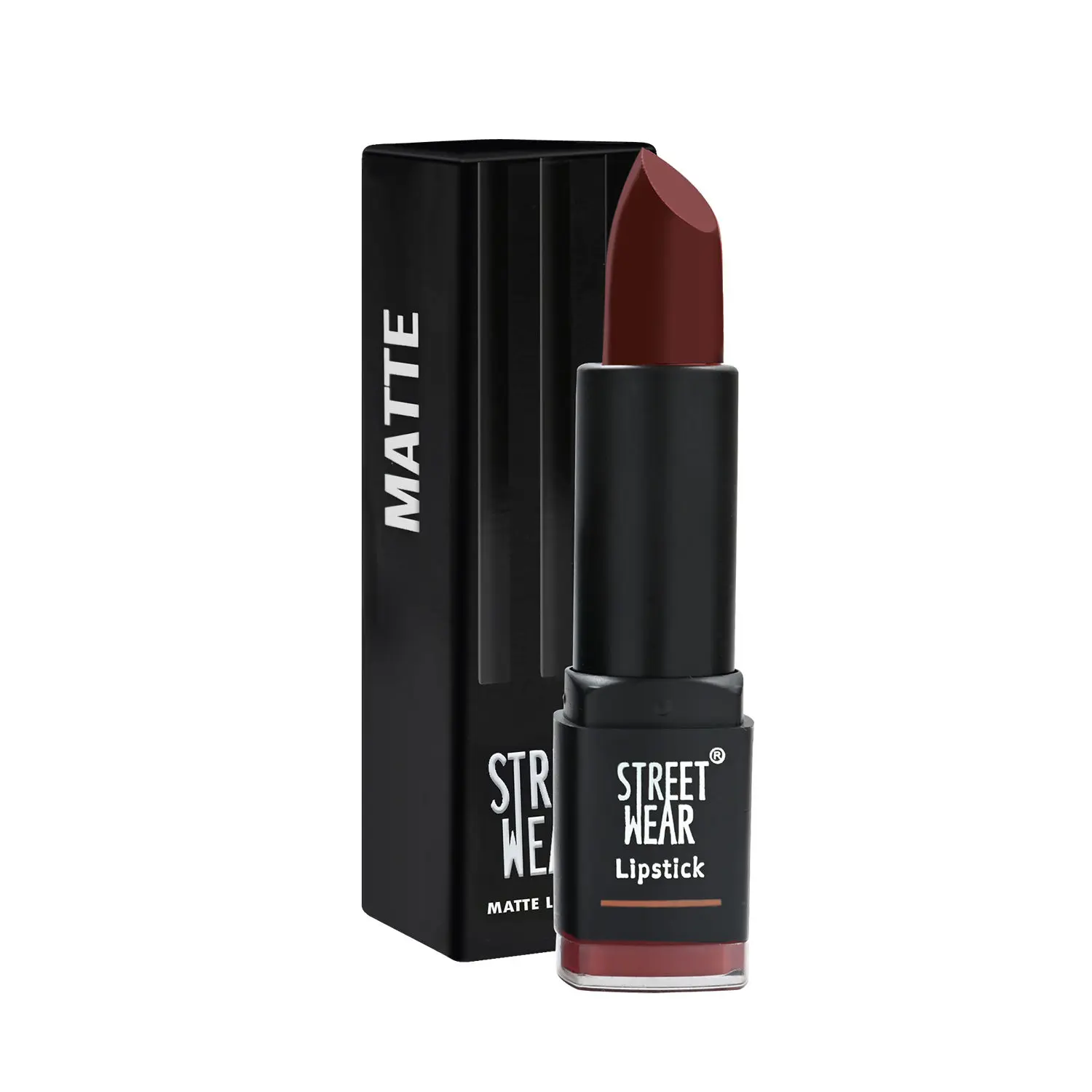 STREET WEAR® Matte Lipstick -MAD MAROON (Red/Maroon) - 4.2 gms -Longwear, Velvety texture, Fade-resistant, High Color payoff, Lightweight Matte Lipstick, Plant-based Canuuba wax, Paraben-free