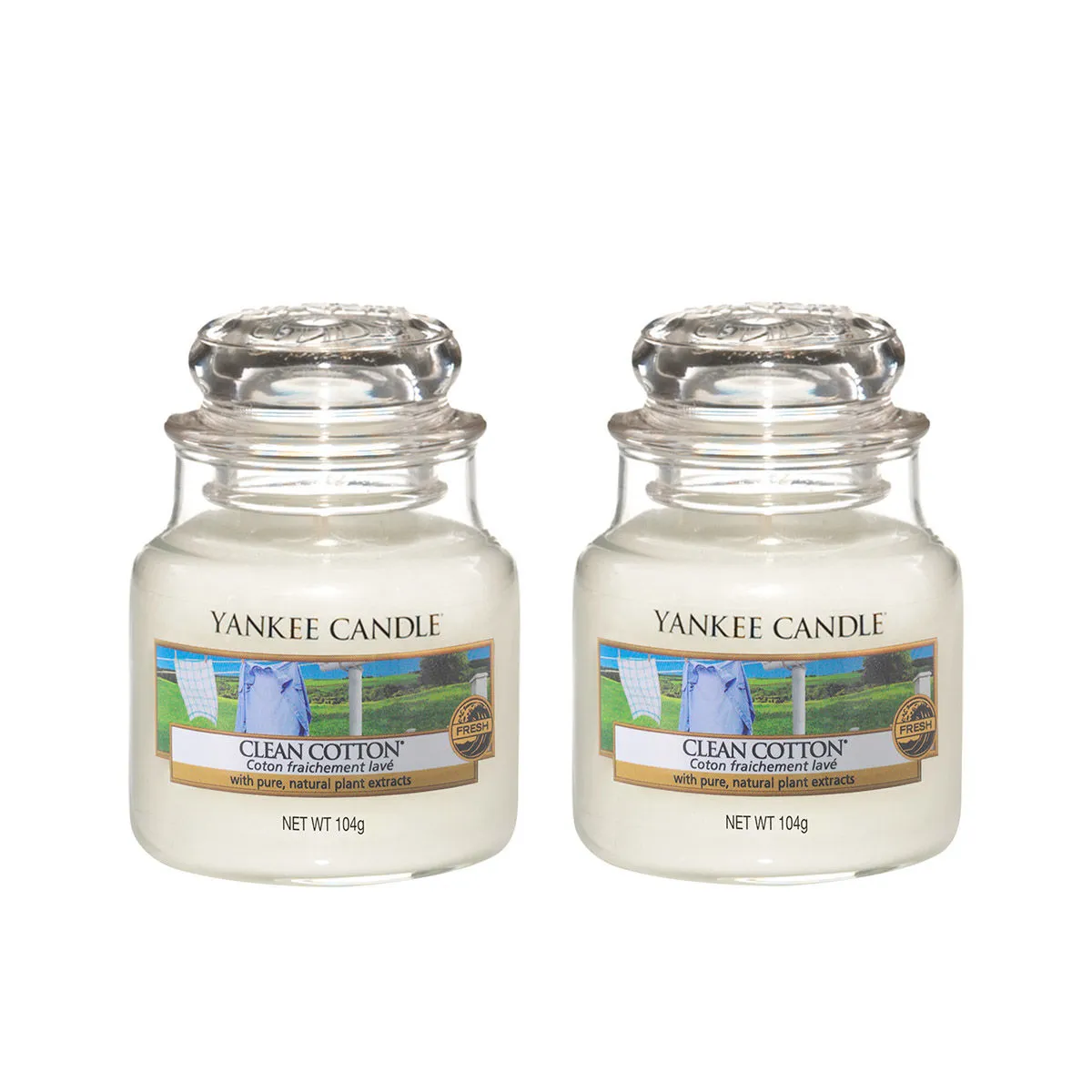 Yankee Candle Classic Jar Clean Cotton Scented Candles - Pack of 2