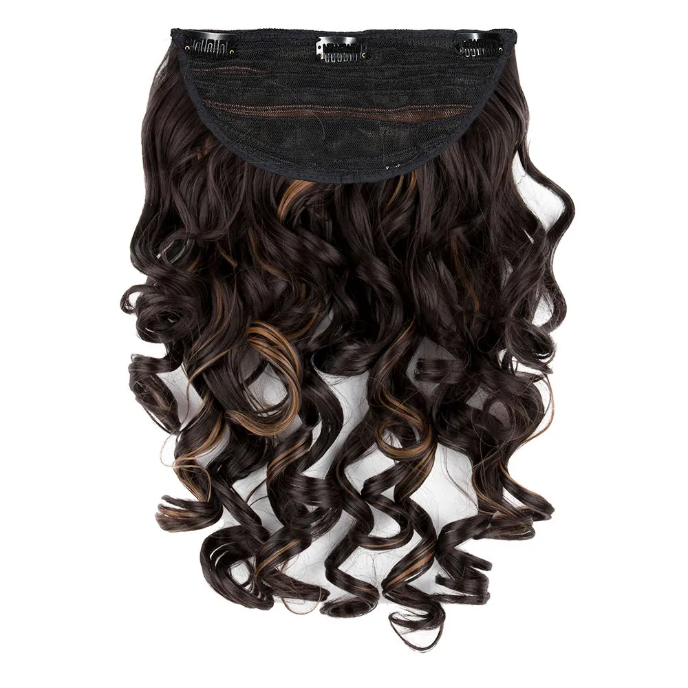 Streak Street Clip-in 18'' Step Curls Dark Brown Hair Extensions With Golden Highlights